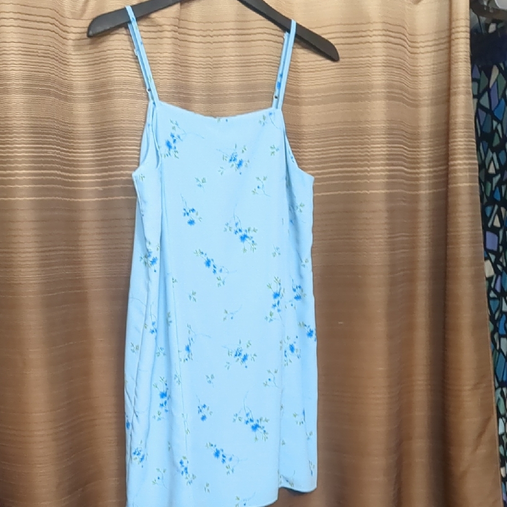 Express Pale Blue Floral Romper with Adjustable Straps Size 13/14